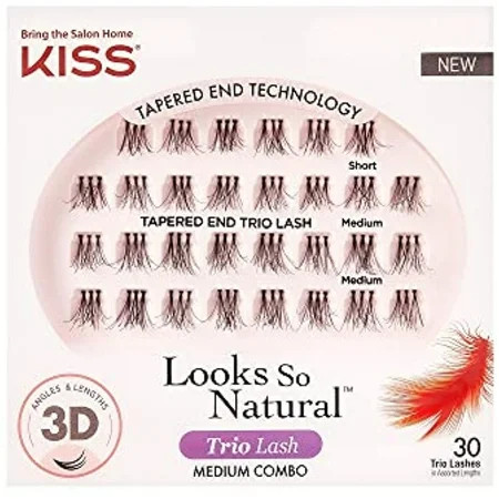 Kiss Looks So Natural Trio Lash Medium Combo Pack False Eyelashes With Tapered End Technology 3D Len | Walmart (US)
