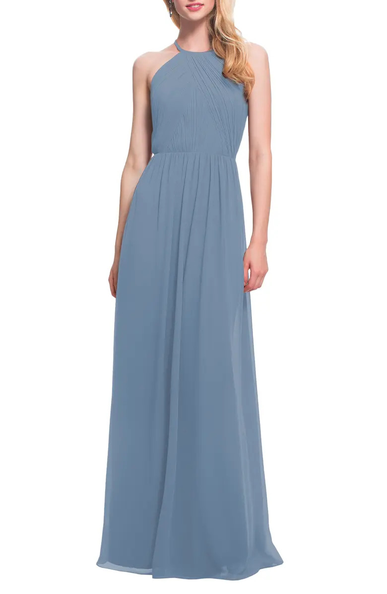 Halter Neck Chiffon A-Line Gown | Nordstrom