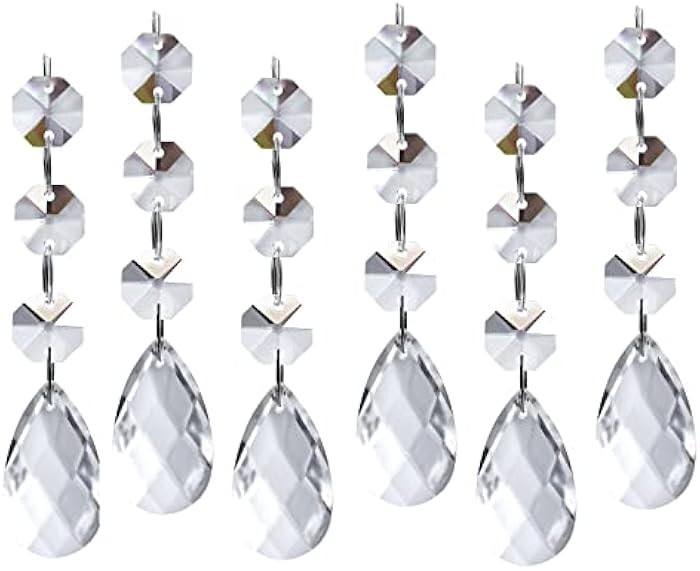 30PCS DIY Teardrop Acrylic Crystal Drop Beads Christmas Ornaments Tree Decorations Garland Chandelie | Amazon (US)
