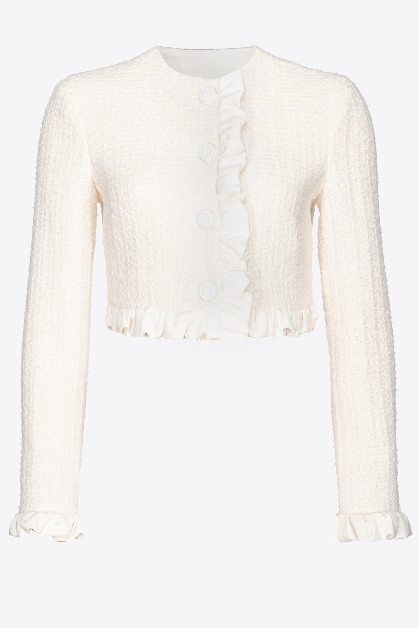 Short tweed jacket with ruching | PINKO (Global)