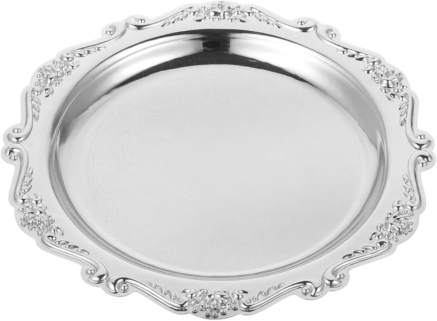 Zerodeko Vintage Silver Wrought Iron Snack Serving Platter Trinket Dish Jewelry Holder Fruit Dess... | Amazon (UK)