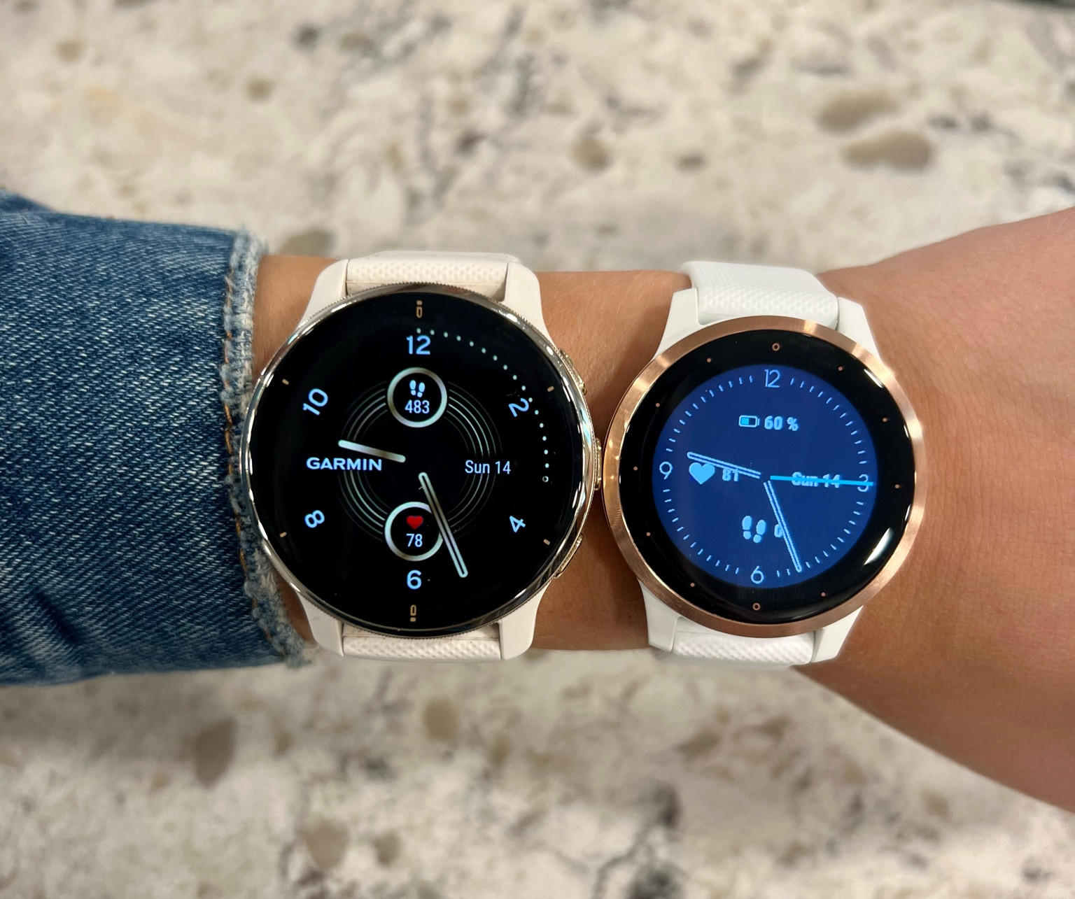 Here’s the size difference for the Venu 2 plus and the vivo active! They are BOTH on sale right now! Both have similar features, the vivo active 4 is smaller! The Venu 2s is the same size as the vivoactive! 

#smartwatch #garminwatch #fitness #style 

#LTKFind #LTKGiftGuide #LTKstyletip