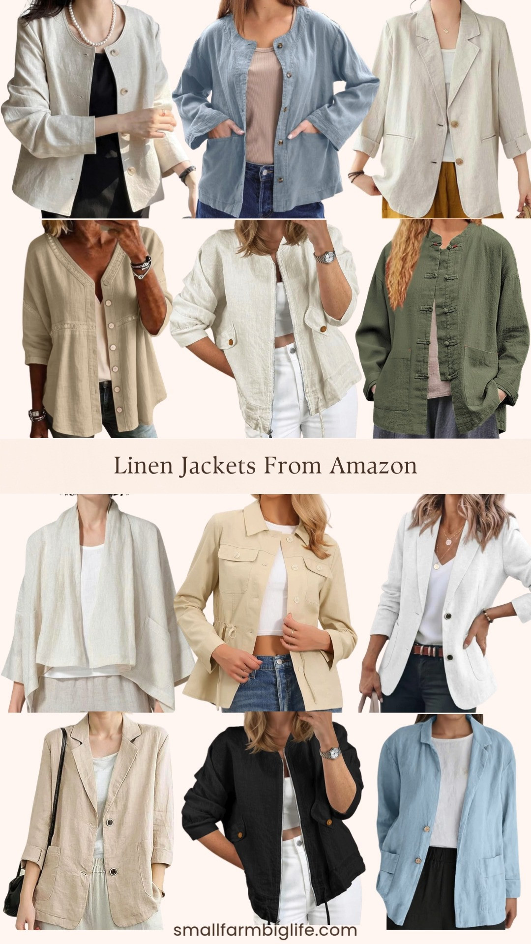Linen jackets are the spring and summer layering piece I reach for constantly and Amazon has so many beautiful styles at amazing prices right now! From classic notch lapel blazers and lightweight bomber jackets to kimono style cover ups, utility anoraks, Chinese style tunic tops, and a gorgeous 100% linen button up cardigan, all in the most beautiful neutral tones of beige, white, sky blue, olive, and denim blue, these are the effortless and polished pieces that elevate any summer outfit instantly. Linking all my favorites below! 

 #LTKootd #LTKSeasonal #LTKOver40