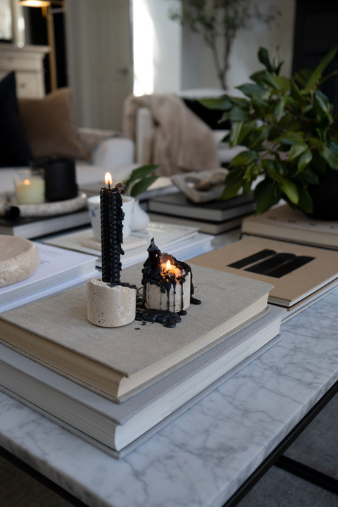EEK I just styled my modern living room coffee table and I’m obsessed. Marble table, neutral decor, stacked design books, sculptural candles, cozy minimalist aesthetic, luxury home styling vibes everywhere. This interior design moment feels straight out of a high end home decor magazine and I cannot stop staring at this warm, calming, curated space.  

 #LTKmomlife #LTKHome #LTKSaleAlert
