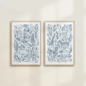 Safari Animal Prints Set: Watercolor Nursery Wall Art | Etsy (Global)