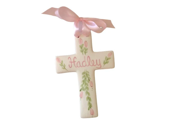 Hand painted  Personalized Baptism Christening First Communion Cross Baby Gift | Etsy (US)