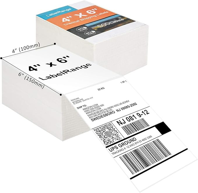 4''X6'' Direct Thermal Shipping Labels (1000 4x6 Fan-fold Labels) - Permanent Adhesive Postage La... | Amazon (US)