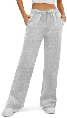 ATHMILE Womens Sweatpants 2025 Fall Baggy Wide Leg Sweatpant Fleece Lined Straight Leg Sweat Pant... | Amazon (US)