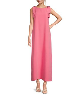 Abbey GlassMichelle High Boat Neck Sleeveless Bow Shoulder Detail Shift Dress | Dillard's