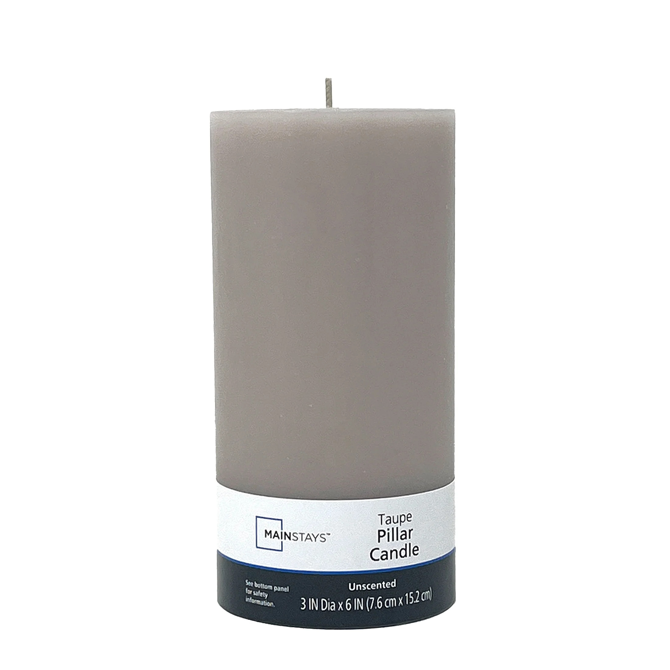 Mainstays Single Wick 3" x 6" Pillar Candle, Unscented, Taupe | Walmart (US)
