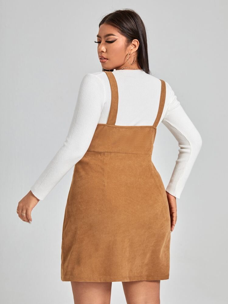 Plus Button Through Overall Dress Without Tee | SHEIN