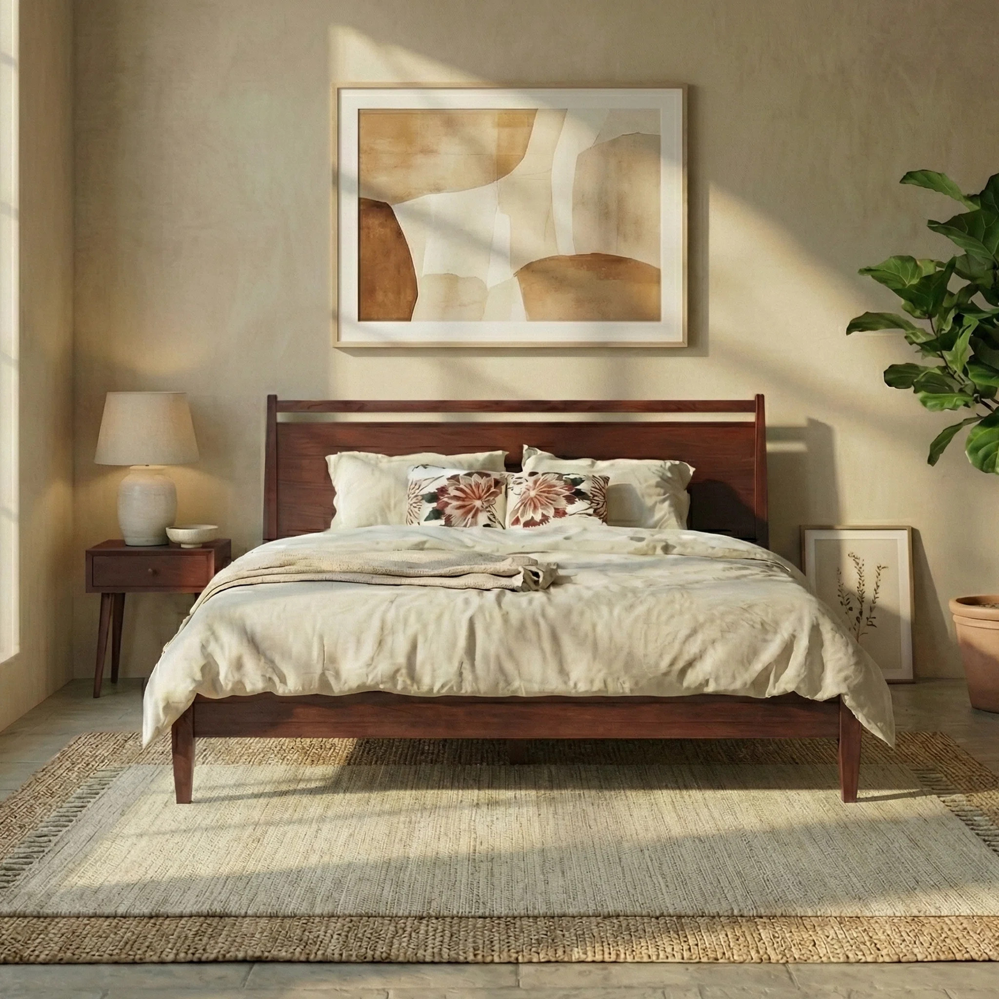 Adept Wooden Bed Frame with Headboard, Solid Wood Foundation with Silent Slats and Wood Central Supports, 1000 Lb Capacity, Effortless Assembly, Mult | Wayfair North America