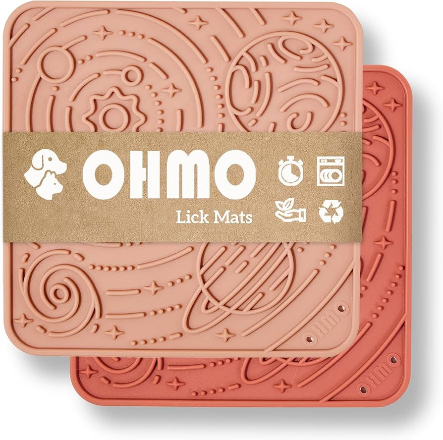 OHMO Lick Mat for Dogs and Cats(Small, Mars&Coral, 2pcs) Enrichment Accessories Toy Space Star Ea... | Amazon (US)