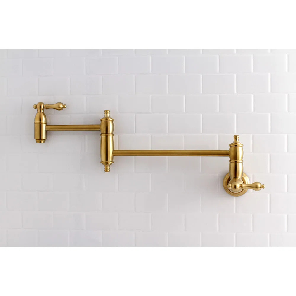 Kingston Brass Restoration Two-Handle 1-Hole Wall Mount Pot Filler Faucet KS3107AL | Wayfair North America