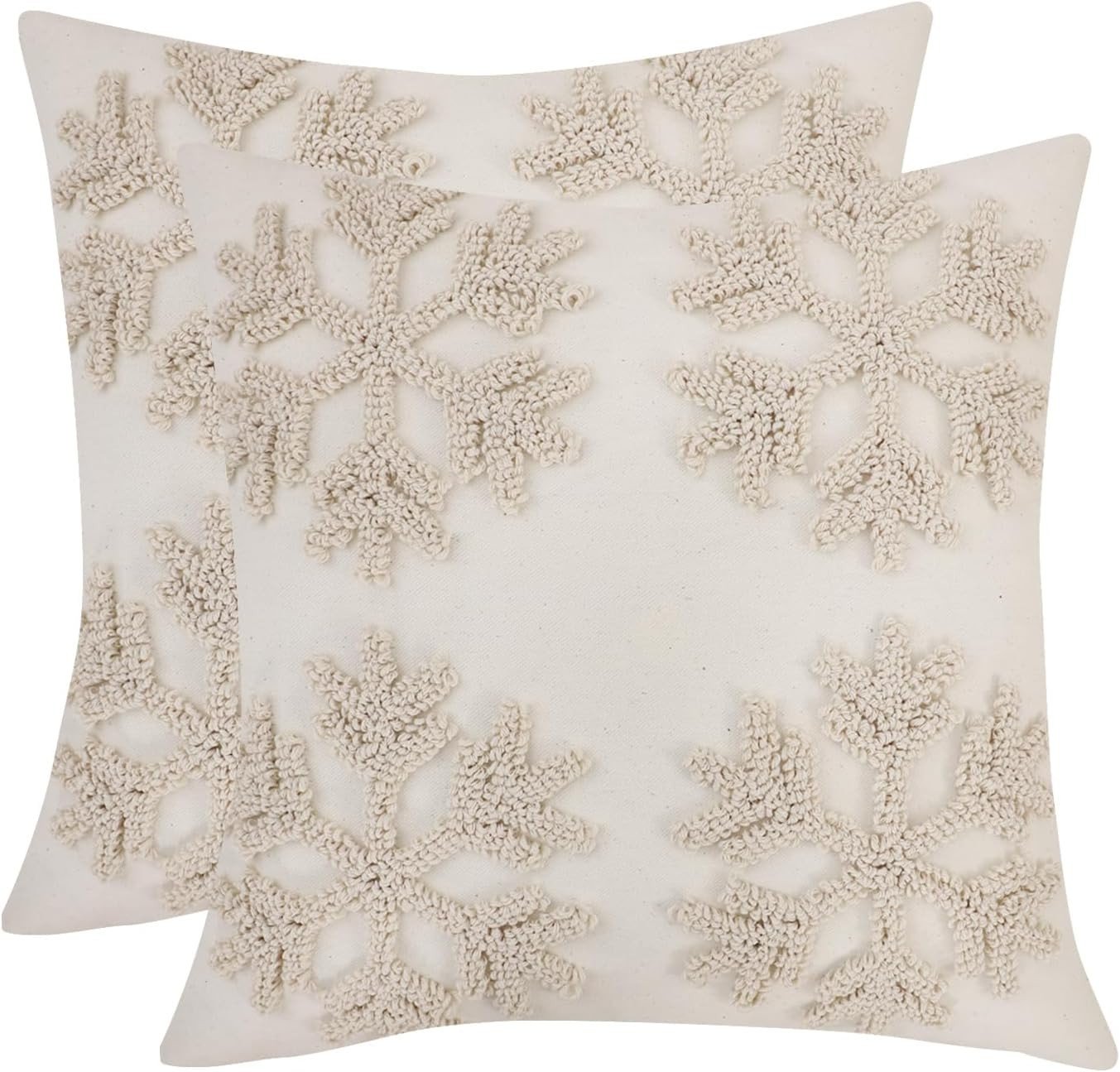 Christmas Pillow Covers 18x18 Set of 2 Farmhouse Rustic Snowflakes Decorative Throw Pillows Winte... | Amazon (US)