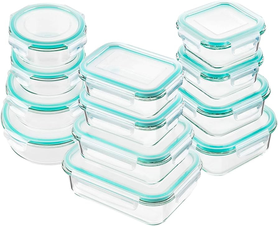 Bayco Glass Food Storage Containers with Lids, [24 Piece] Meal Prep, Airtight Bento Boxes, BPA Fr... | Amazon (US)
