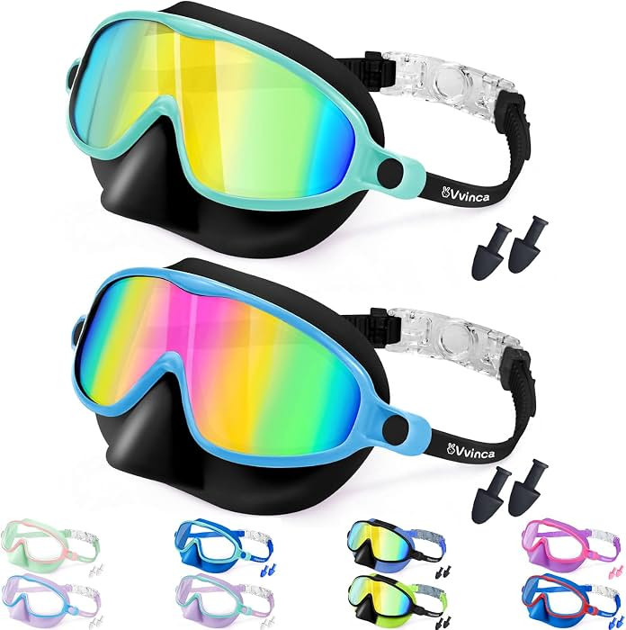 Vvinca Swim Goggles with Nose Cover, 2 Pack Wide View Diving Mask Anti-Fog UV No Leak Toddlers Sw... | Amazon (US)
