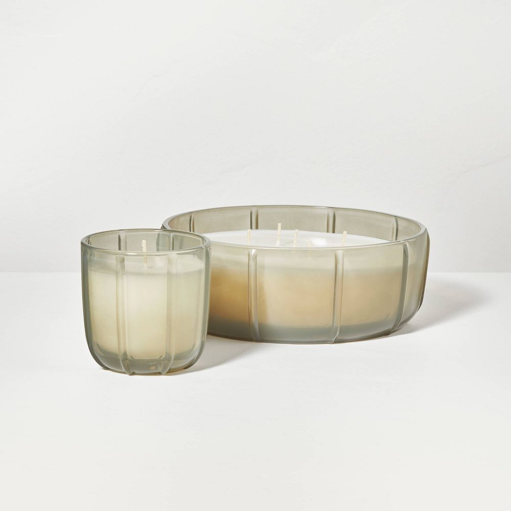 Tinted Glass Grapefruit & Herbs Ribbed Jar Candle Light Green - Hearth & Hand™ with Magnolia | Target