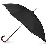 Totes Eco Auto Open Umbrella Classic Wooden J Stick Handle with Easy Grip - Windproof, Rainproof ... | Amazon (US)