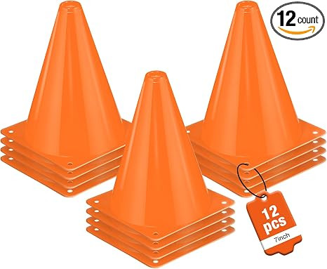 12pcs Cones 7 Inch Soccer Cones and Plastic Traffic Cones, Durable Cones for Sports Training, Ide... | Amazon (US)