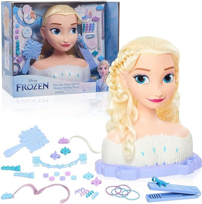 Disney Frozen Deluxe Elsa Styling Head, Blonde Hair, 18 Piece Pretend Play Set, Wear and Share Ac... | Amazon (US)
