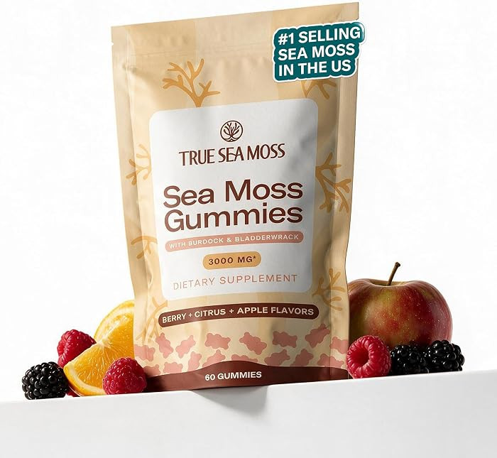 TrueSeaMoss Gummies \u2013 3-in-1 Formula \u2013 Irish Sea Moss with Bladderwrack & Burdock Root ... | Amazon (US)