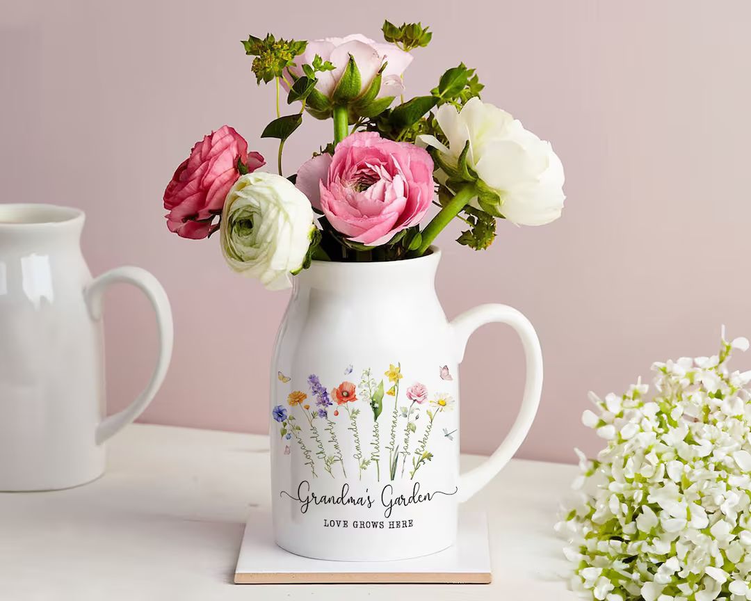 Custom Grandma's Garden Flower Vase, Custom Grandkid Name Flower Vase, Mother's Day Gift, Grandma... | Etsy (US)