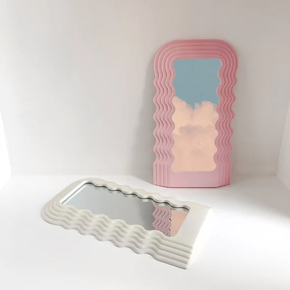 CURVY - Vintage Vanity Mirror,  Wavy and Squiggle mirror, 70s mirror, Cute mirror, Pink mirror, C... | Etsy (UK)