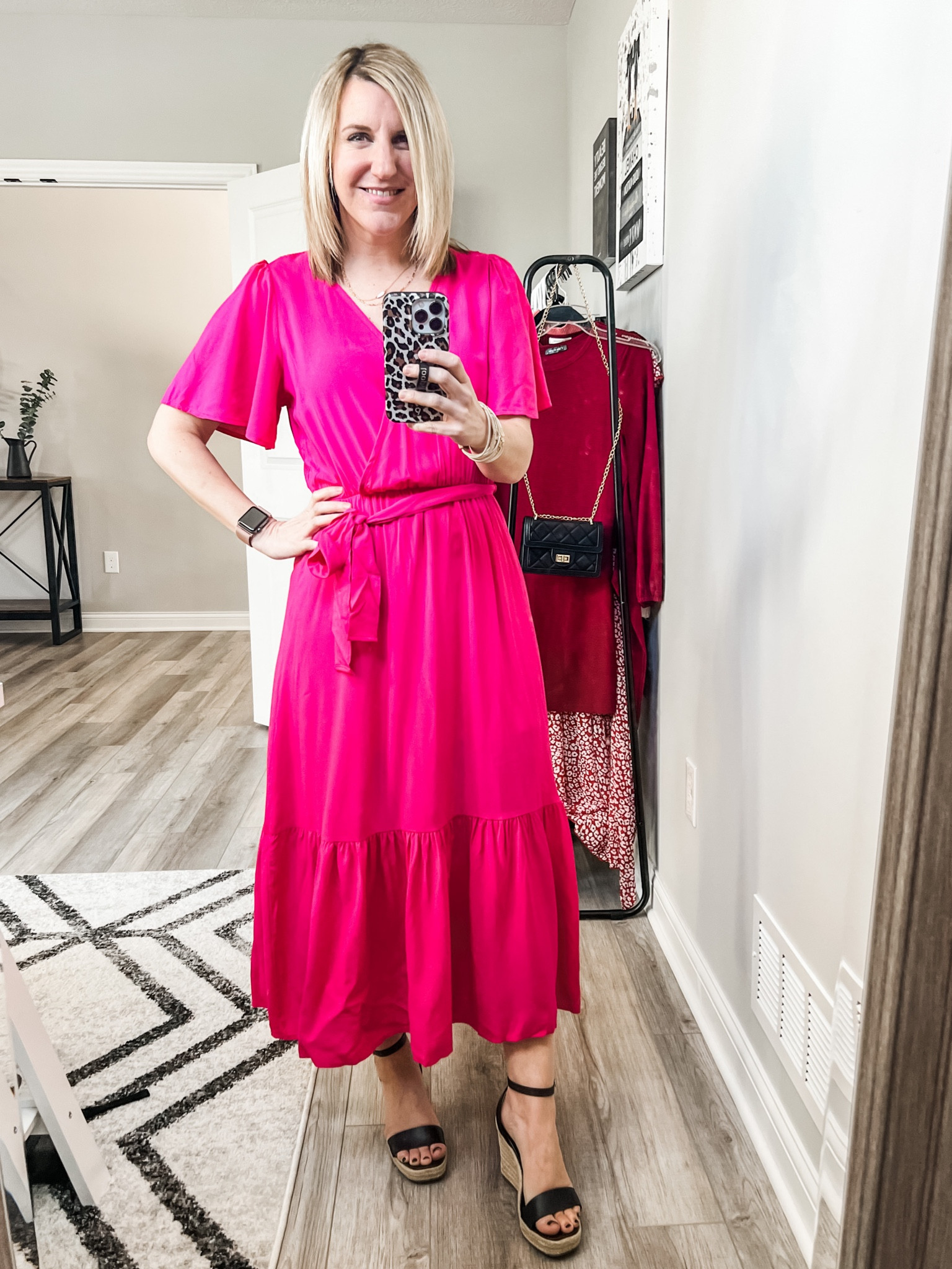 The perfect spring dress for spring break, Easter or just a date night. It’s nice material that is thick enough so you don’t freeze but light enough so you don’t roast. 
Resort wear, work wear, Easter dress 