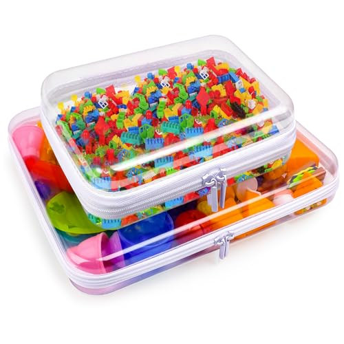 Clear Hard Shell Zipper Case,Large Toy Storage Bags,Reusable Clear Plastic Board Game Storage,Clear Zipper Case Travel Waterproof Organizer Bags for Snacks Toy Intimate Apparel Toiletries Storage | Amazon (US)