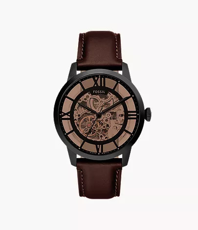 Townsman Automatic Dark Brown Leather Watch | Fossil (US)