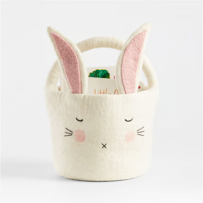 Felt White Bunny Easter Basket | Crate & Kids | Crate & Barrel