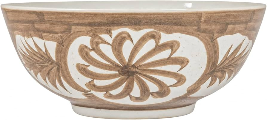 Hand Painted Stoneware, Floral Chinoiserie Design, Pasta Salad Bowl, Decorative Dinnerware for Ki... | Amazon (US)