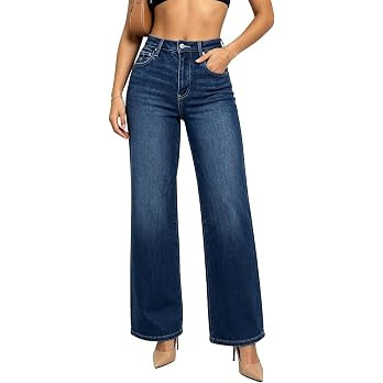 ONESO Women's High Waisted Wide Leg Jeans Premium Stretch Denim | Relaxed Fit Long BBL Jeans | Amazon (US)