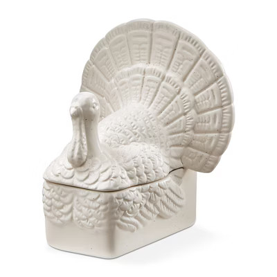 tagltd White Ceramic Turkey Butter Dish and Serving Platter Set for Thanksgiving - Hand Wash Only... | Target
