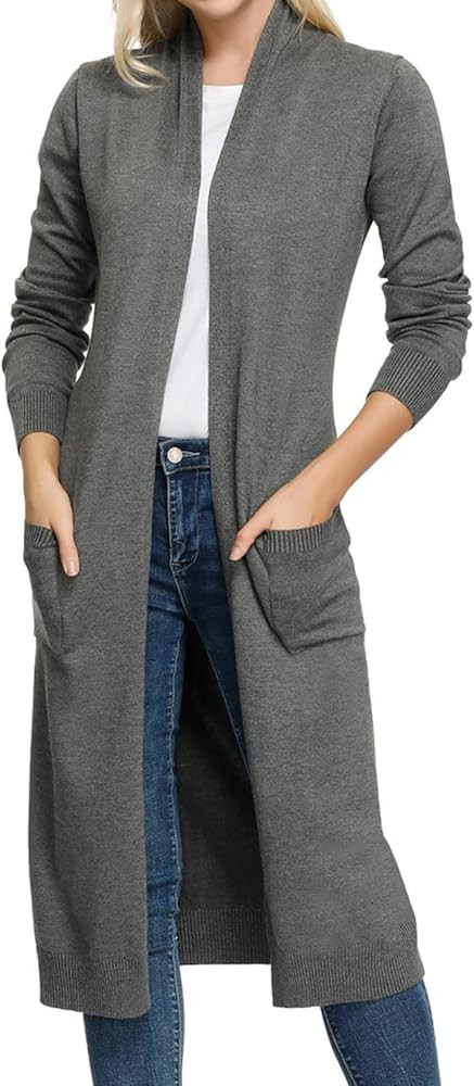 GRACE KARIN Essential Solid Open Front Maxi Long Knitted Cardigan Sweater for Women | Amazon (US)