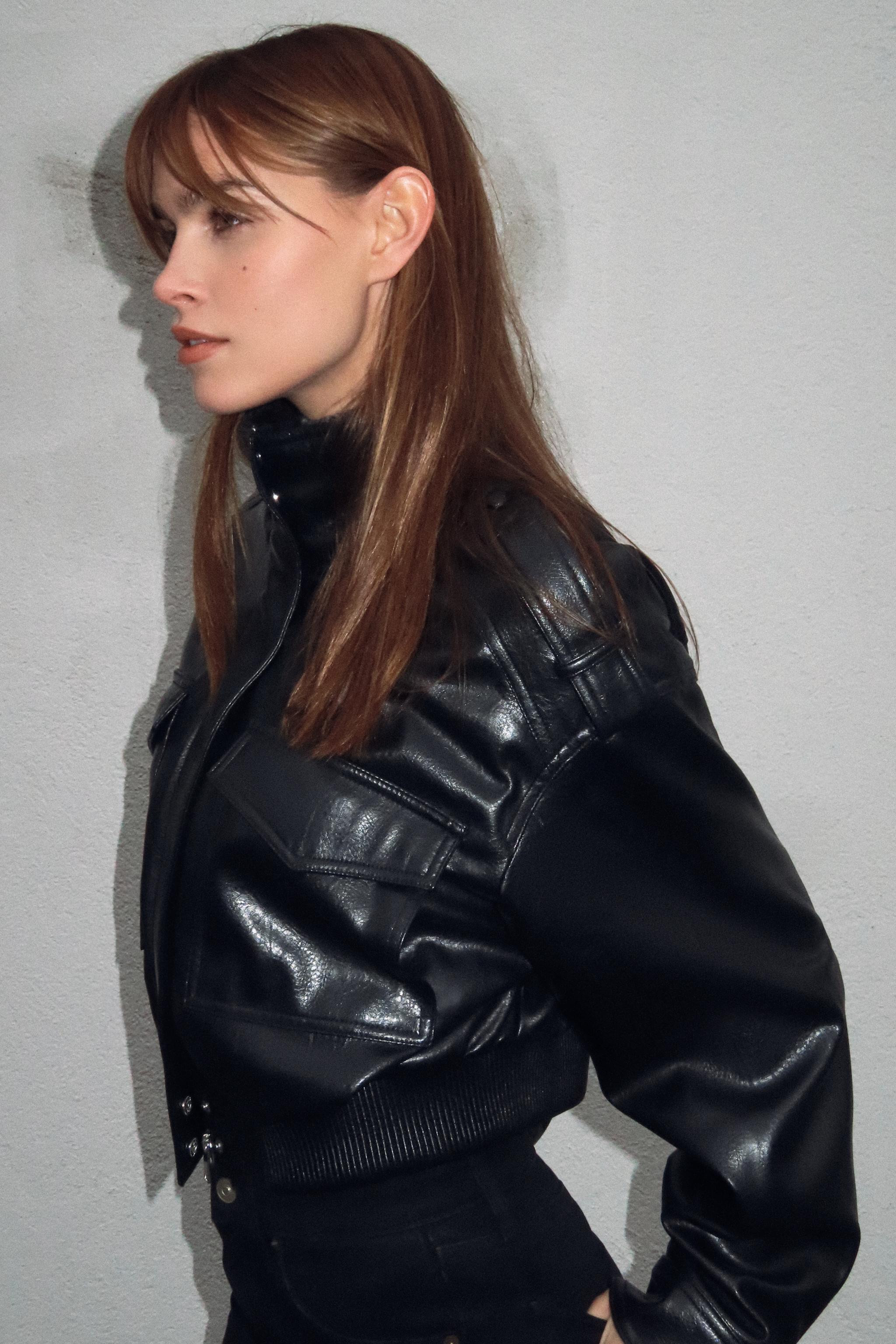 FAUX LEATHER JACKET WITH SHOULDER TABS | Zara UK
