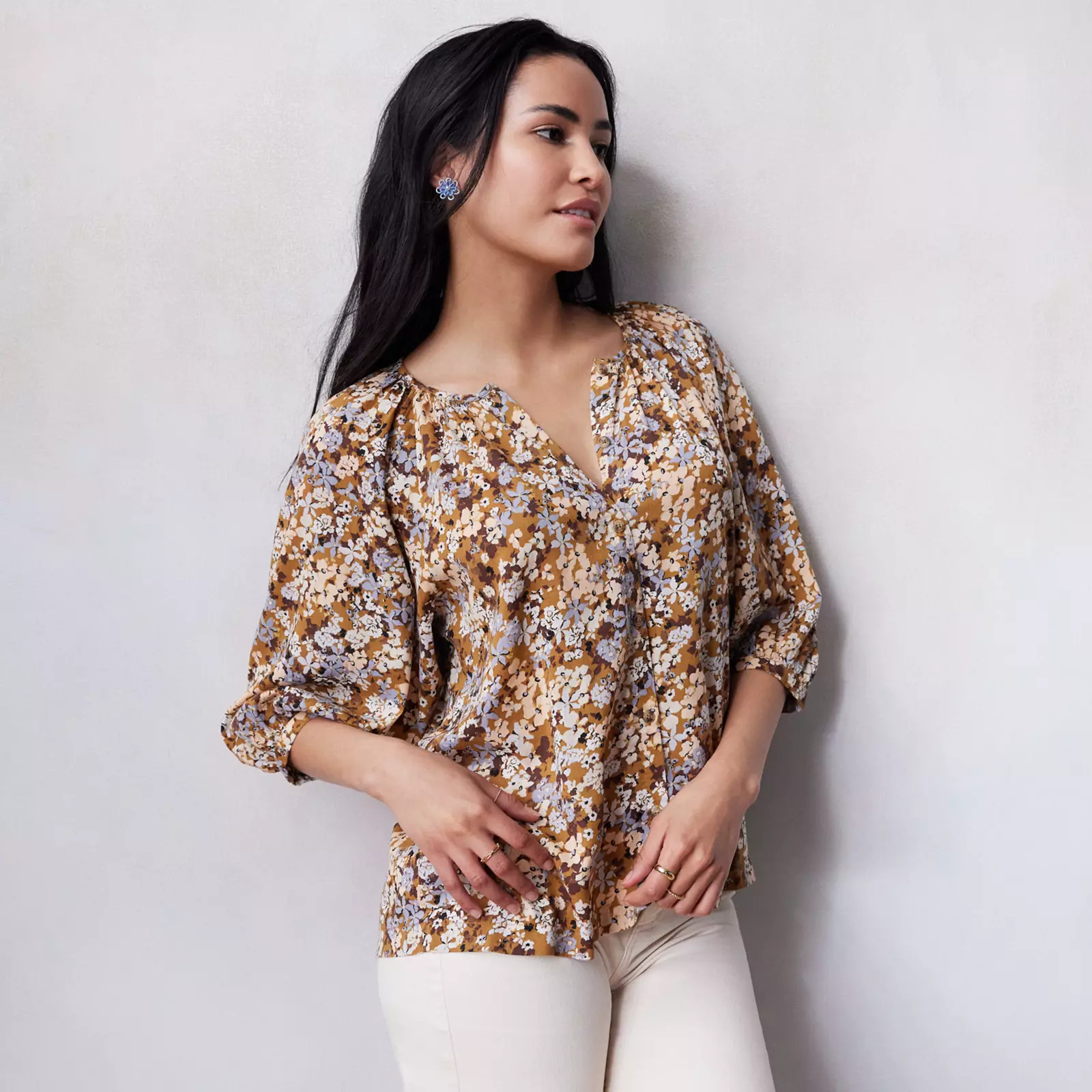 Women's LC Lauren Conrad Raglan Sleeve Button Front Top | Kohl's