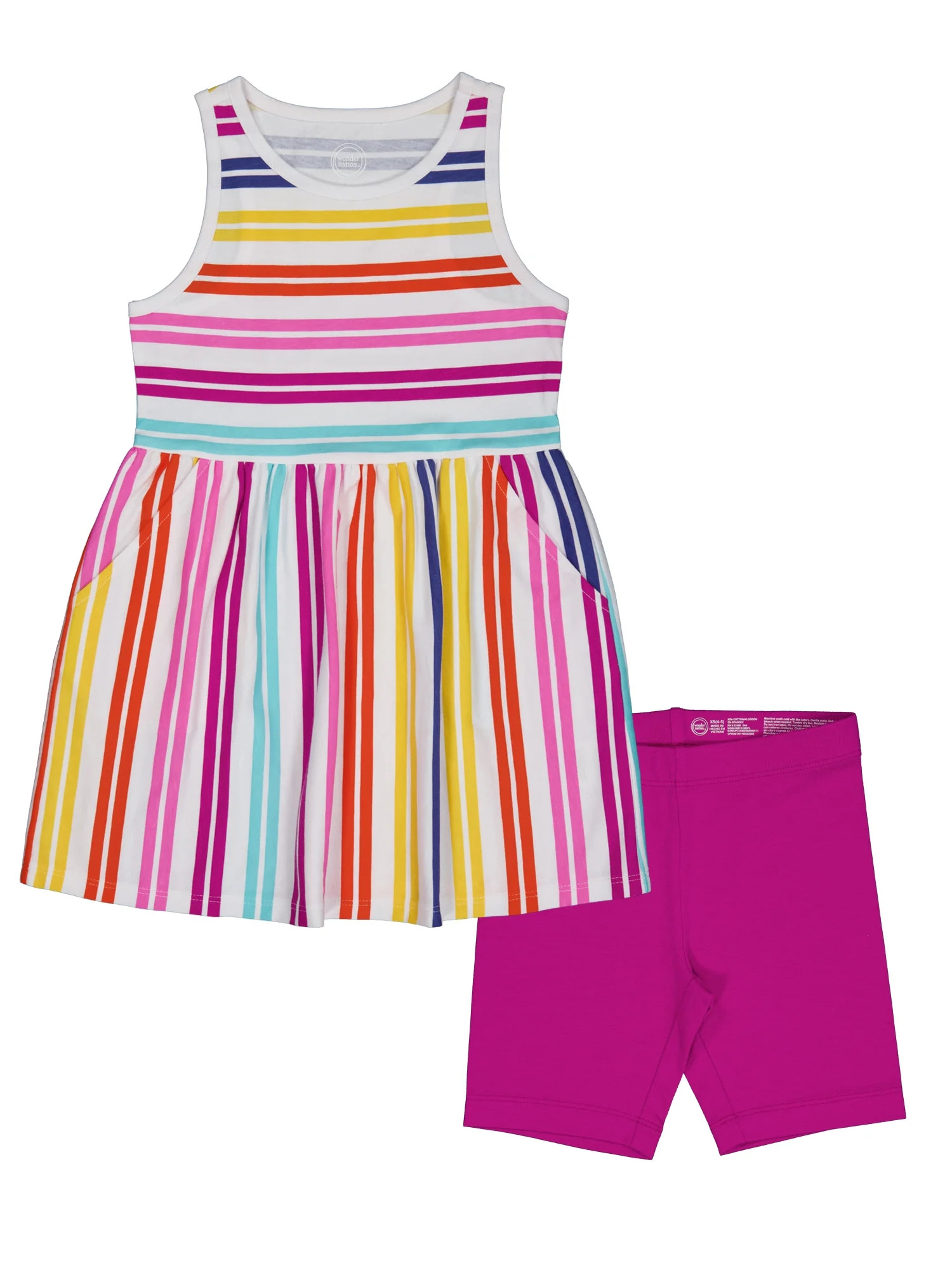 Wonder Nation Girls Tank Play Dress and Biker Shorts Set, 2-Piece, Sizes 4-18 & Plus | Walmart (US)