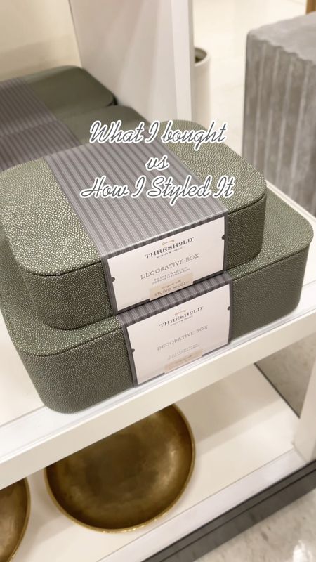 I’m loving these faux leather stacked boxes from Studio McGee. See how I styled them on my shelves! #competition home decor, shelf decor, shelf styling, home refresh 

#LTKhome #LTKFind