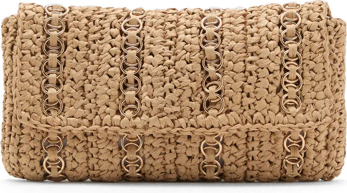 MANGO Ring Embellished Woven Straw Shoulder Bag | Nordstrom | Nordstrom