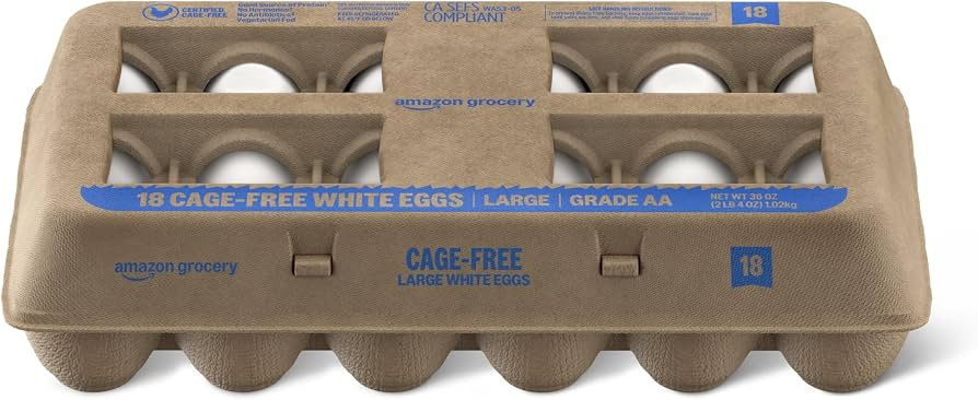 Amazon Grocery, Cage-Free Large White Eggs, Grade AA, 18 Ct | Amazon (US)