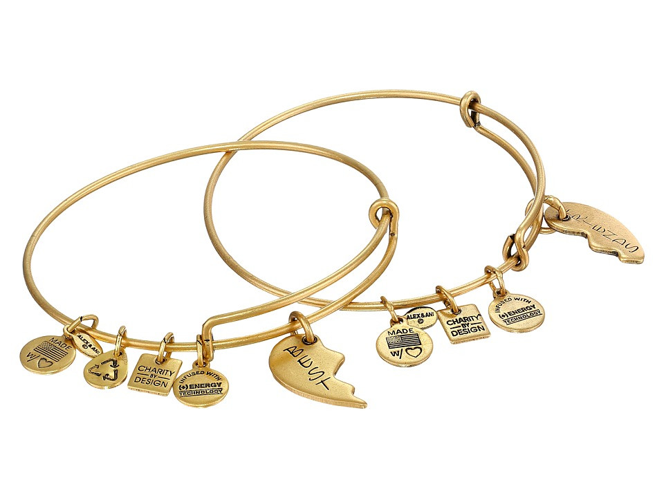 Alex and Ani - Best Friends Set of 2 Charm Bangle (Rafaelian Gold Finish) Bracelet | Zappos
