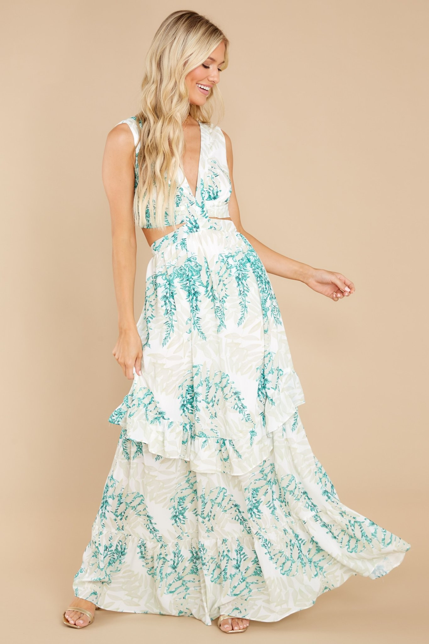 Into the Breeze White Multi Print Maxi Dress | Red Dress 