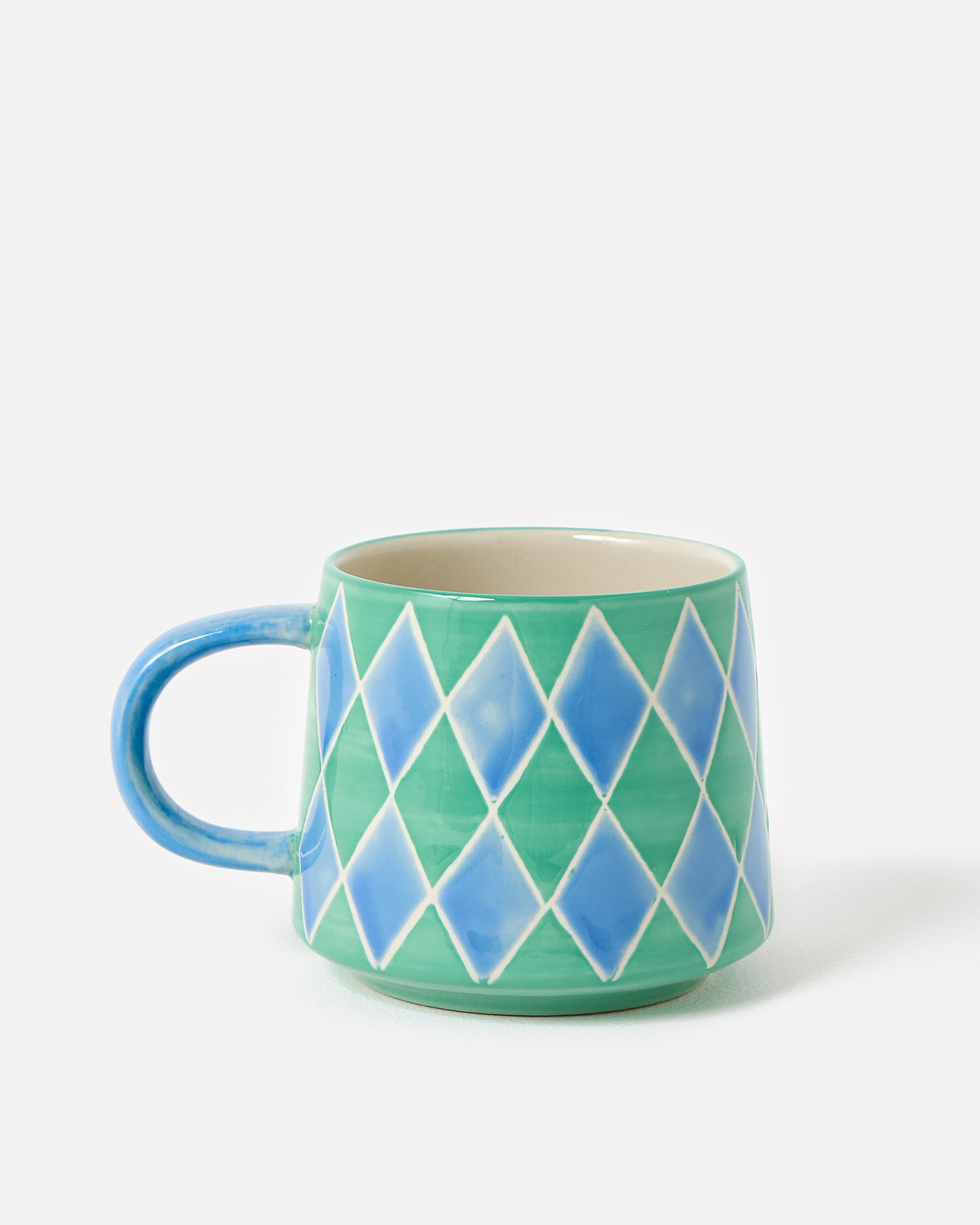 Green & Blue Harlequin Diamond Mug | Oliver Bonas | Oliver Bonas (Global)