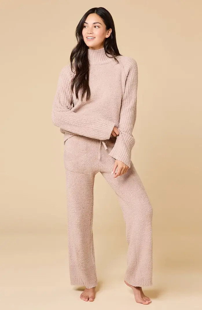 Solid Marshmallow Rib Mock Neck with Long Pant | Nordstrom