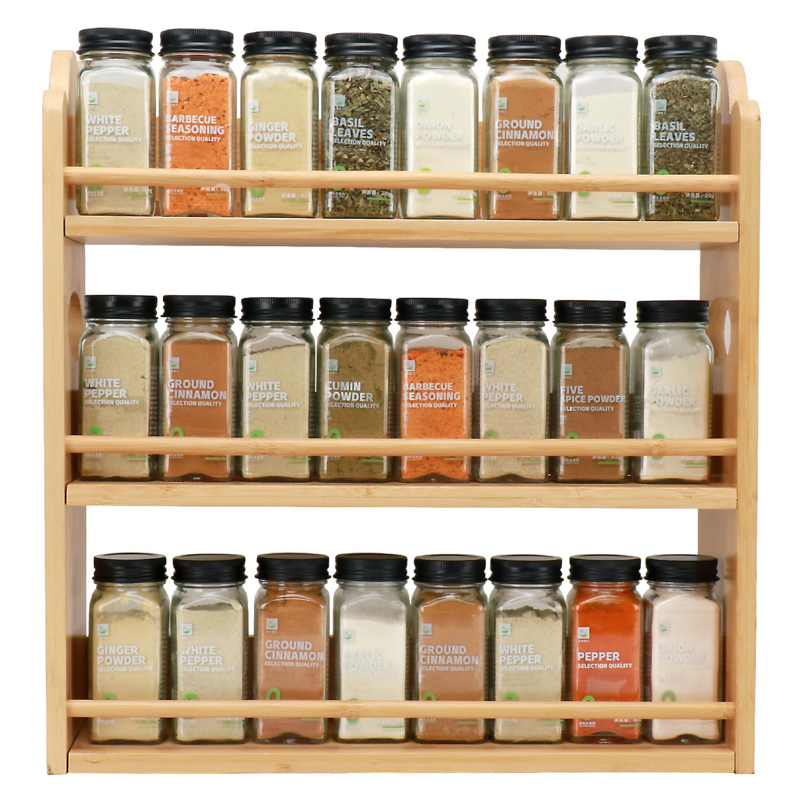 3 Tier Bamboo Spice Rack, Spice Rack Organizer, Seasoning Jars Rack Shelf Spice Organizer for Kit... | Amazon (US)