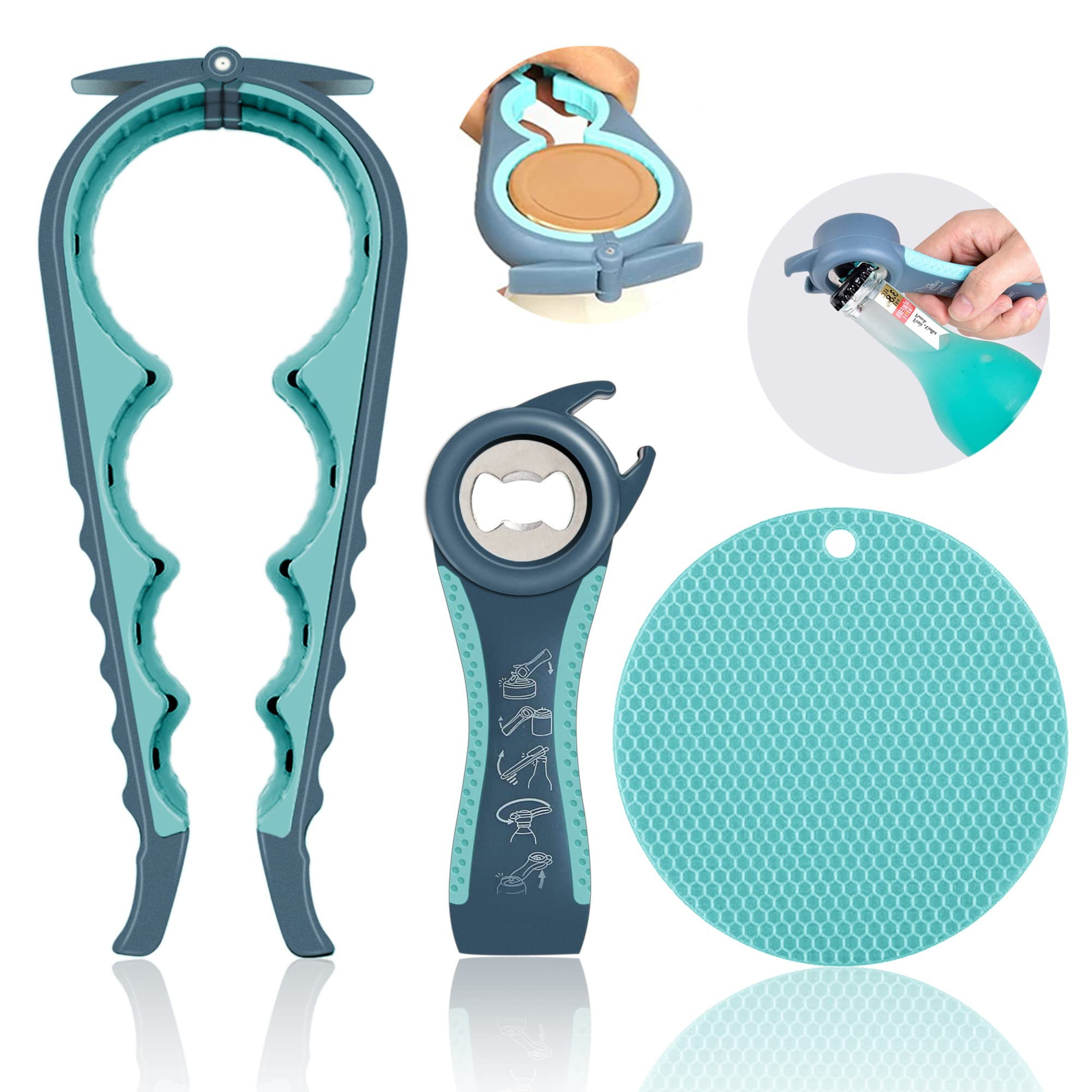 Jar Opener for Weak Hands, Seniors with Arthritis, 5 in 1 Multi Function Bottle Opener Lid Opener... | Amazon (US)