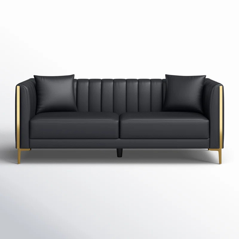 Dreiling 77.6" Faux Leather Tuxedo Arm Sofa | Wayfair North America