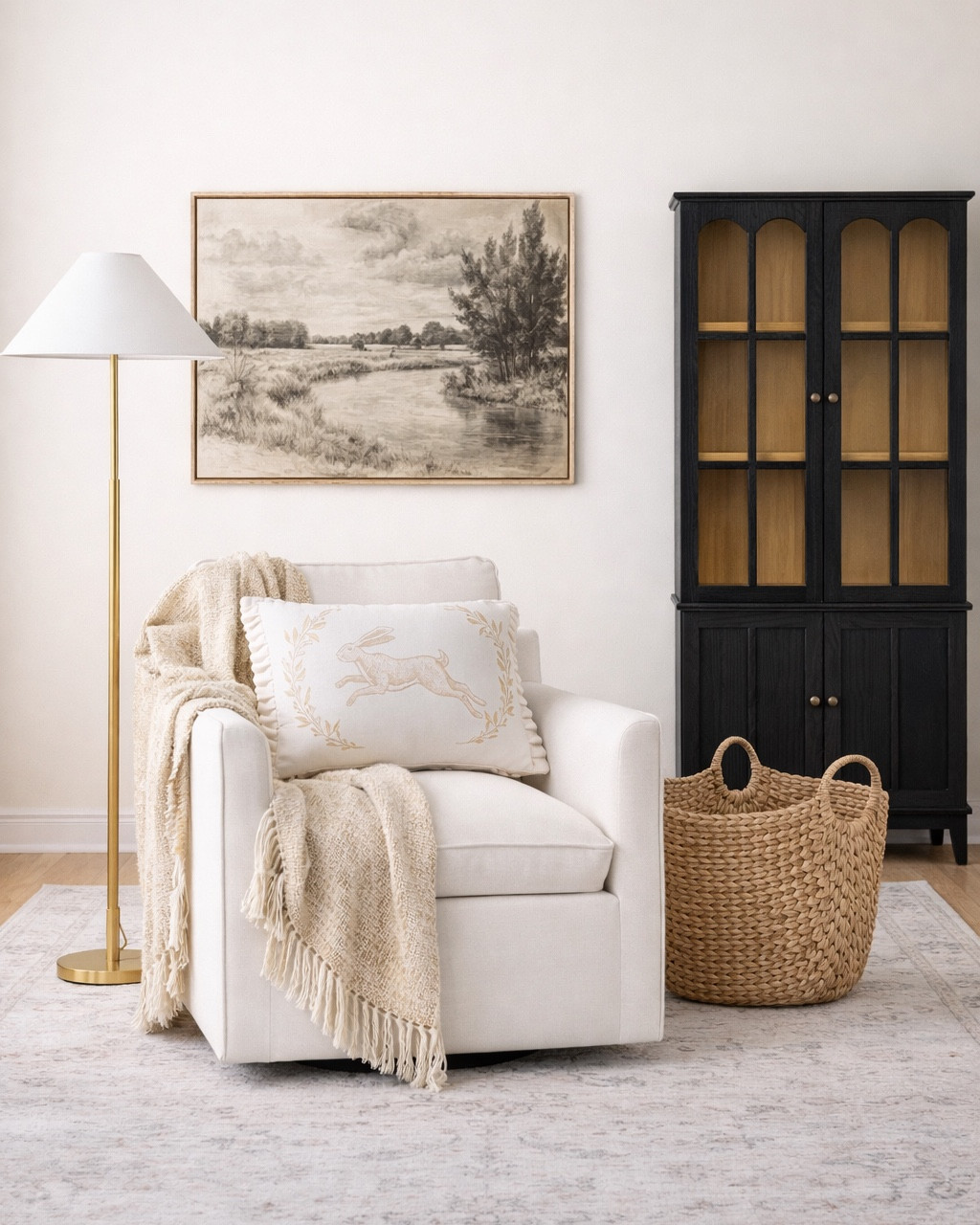 This Walmart cabinet looks so much more expensive than it is 🤎 I styled it in a neutral dining room to show how beautiful it looks with warm wood tones and organic textures. The glass doors make it perfect for displaying dishes, decor, or books while the lower cabinet adds extra hidden storage. I also styled a cozy reading nook using Walmart pieces that create the perfect relaxing corner with a soft chair, textured throw, woven basket, and warm lighting. Walmart has been releasing some incredible home finds lately and this cabinet is one of my favorites. Follow me on LTK for daily fashion, home decor & Amazon finds. Walmart home decor, designer look for less furniture, black cabinet styling ideas, dining room storage cabinet, organic modern home decor, cozy reading nook ideas, neutral home styling inspiration. The glass cabinet is so versatile. 

#LTKSaleAlert #LTKHome